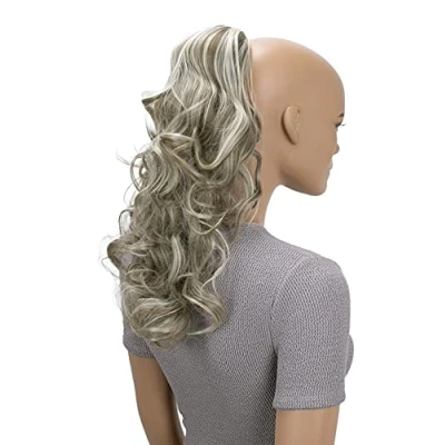 Image of CAISHA 18&quot; Hairpiece Ponytail Extensions Voluminous Wavy Ash Brown Light Blonde Mix PH35