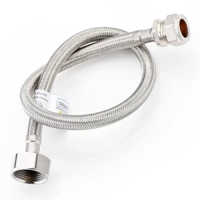 Image of Home Range 1x 500mm WRAS Approved 15mm x 3/4&quot; Available in 2 Lengths BSP Flexible Braided Hose, Stainless Steel Bath Tap Flex Connector, Max 90C Durable, Leak Proof