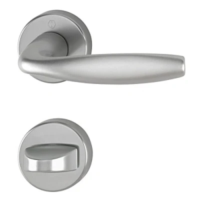 Image of HOPPE 3369903, 37 42, Stainless Steel Effect New York Handle Set with Rosette Toilet, Aluminium, Lochung WC Oberfläche Edelstahl Effekt