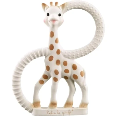 Image of Sophie la girafe Baby Teething Ring, 100% Natural Rubber Phthalate Free Easy to Grip Teether, Suitable for Newborn Babies Fresh Touch Box