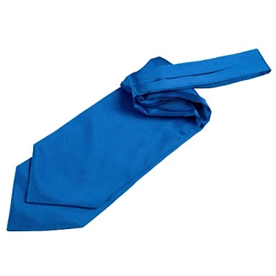Image of DQT Men Plain Satin Wedding Formal Casual Groom Best Man Classic Ascot Self Tied Cravat Electric Blue