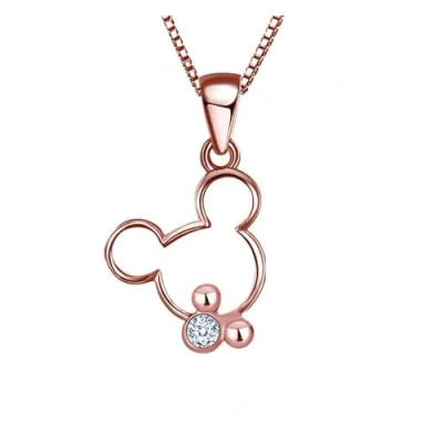 Image of Baobei Kaguyo Silver Necklace for Women Rose Gold Plated 925 Sterling Clear Zirconia Cute Mouse Pendant Girls and Kids Birthday Gift