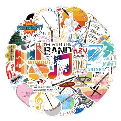 Image of Musical Instrument Stickers for Laptop (100 PCS),Gift Children Teens Adults Girl Boys,Waterproof Water Bottle,Orchestral Music Vinyl Scrapbook,Skateboard,Bike,Phone,Dairy