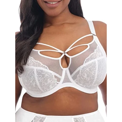 Image of Elomi Women&#039;s Brianna Strappy Underwire Plunge Bra, White, 42FF
