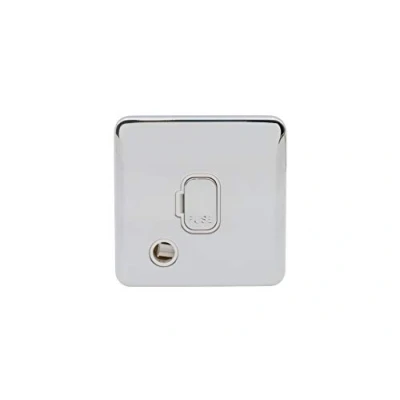 Image of Schneider Electric Lisse Screwless Deco Unswitched Single Fused Connection Unit, 13A, GGBL5003WPC, Polished Chrome with White Insert
