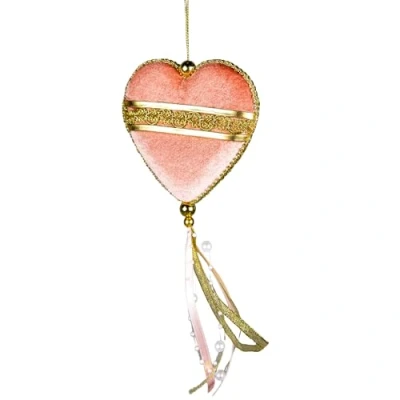 Image of Light Pink Heart Shape Decorations 11x26cm Christmas Tree Hanging Festive Decorative Ornaments Fairy Tale Themed Xmas Pendant