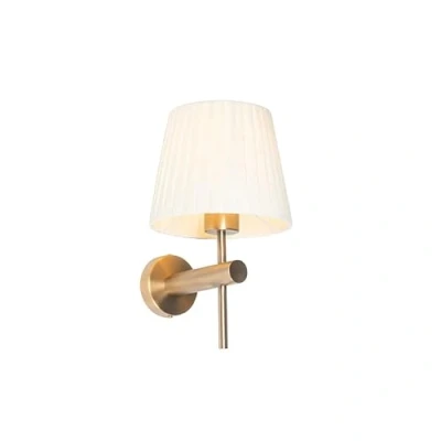 Image of Qazqa Modern Wall Lamp I Light White with Bronze Pluk Suitable for LED E27 1 Steel Living Room Kitchen Bedroom