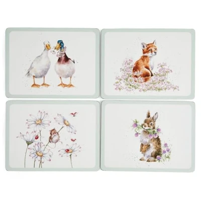 Image of Wrendale Designs Set of 4 &#039;Wildflower&#039; Animal Placemats