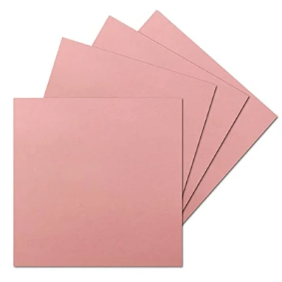 Image of 50 single cards square 15 x cm in old pink 240 g m² blank craft cards, postcards, cardboard clay paper quality