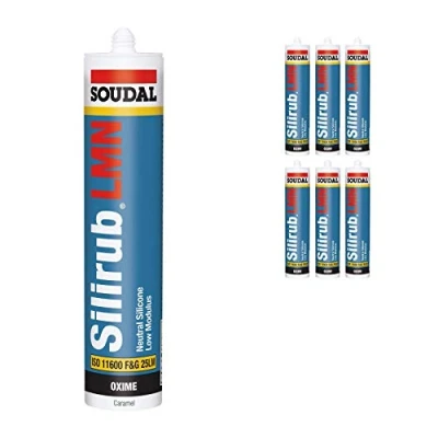 Image of 6 x Caramel Soudal Silicone Sealant Slirub LMN All Purpose External Low Modulus Neutral Cureal Cure