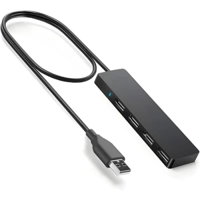 Image of USB Hub, 4Port Hub Ultra Slim Portable Splitter for Surface Pro, Notebook PC, iMac MacBook Air, Mac Mini/Pro, Laptop, Flash Drives (2.0 black cable1M)
