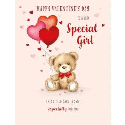 Image of Piccadilly Greetings Cute Valentines Day Card, Special Girl, Heart bear 8 x 6 inches