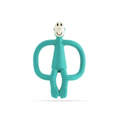 Image of Matchstick Monkey, Original Teether &amp; Gel Applicator, Antimicrobial Silicone Teething Toys for Baby, Easy to Grip, BPA Free, 3 Months Old+, 10.5 cm, Green Monkey
