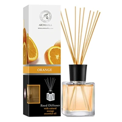 Image of Orange Reed Diffuser Natural Essential Oil 200ml Fresh &amp; Long Lasting Home Fragrance Gift Set with Bamboo Sticks Best for Aromatherapy Spa Kitchen Bath Office
