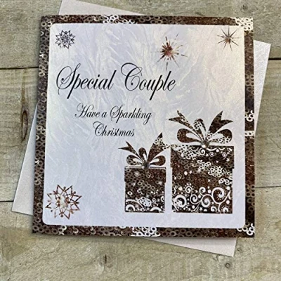 Image of White Cotton Cards C2 SC &quot;Special Couple Have a Sparkling Christmas&quot; Handmade Christmas Card
