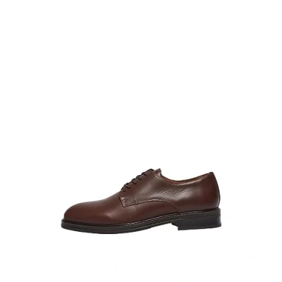 Image of SELECTED HOMME Men&#039;s Slhblake Leather Derby Shoe B Noos, Demitasse, 6.5 UK
