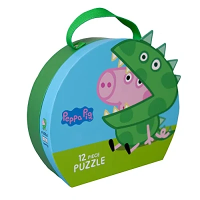Image of Barbo Toys Peppa Pig Suitcase Puzzle Dinosaur George 12 Piece for Children from 3 Years in Case with as Official