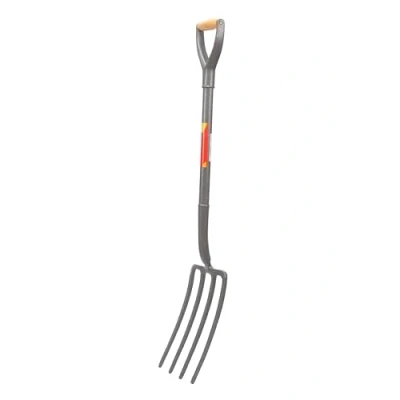 Image of Amtech Garden Fork, Heavy Duty Pitch Fork for Gardening and Agriculture, Construction Ready, Durable All Steel Body, Hammertone Grey Finish (28)