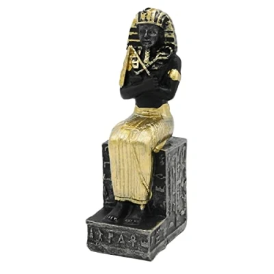 Image of Kocris Casa Aquarium Egyptian Pharaoh Fish Tank Decorations Statues Figurine Sculpture Ancient Egypt Reptile Turtle Lizard Spider Tanks Terrarium Décor Ornament Pet Gold