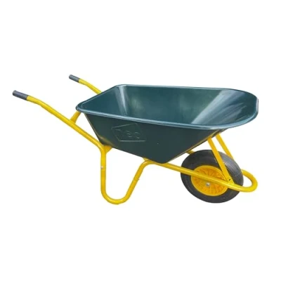 Image of Neo Garden Wheelbarrow Heavy Duty 110L 150kg Durable Plastic Green Tray Barrow Pneumatic Wheel Tyre Loads Equine Yard Gardening
