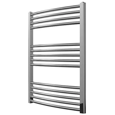 Image of Greened House Chrome Curved Heated Towel Rail 600mm wide x 800mm high Central Heating Radiator