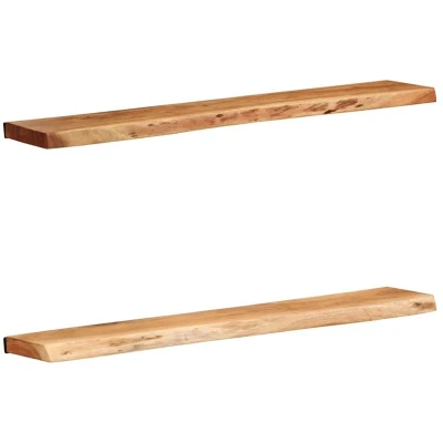 Image of vidaXL Wall Shelves 2 pcs 100x20x3.5 cm Solid Wood Acacia
