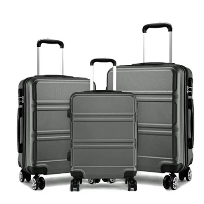 Image of Kono Fashion Luggage Set of 3 Pcs Lightweight ABS Hard Shell Trolley Travel Case with TSA Combination Lock and 4 Spinner Wheels 20&quot; 24&quot; 28&quot; Suitcase (3 Set, Grey)
