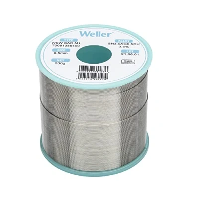 Image of Weller WSW SAC M1 (T0051386499) Lead Free Solder Wire, Ø 0.5mm, Alloy Sn96.5Ag3.0Cu0.5, Flux content 3.5%, 500g