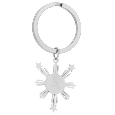 Image of NOLKASIA Versatile Philippines Map Keychain Culture Keyrings Key Holder for Travelers Collectors, Silver, 3*2.5cm
