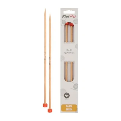 Image of KnitPro KP35456 40 cm x 5 mm Basix Single Pointed Needles, Birch