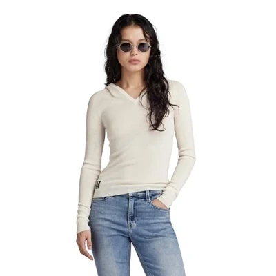 Image of G STAR RAW Women&#039;s Hooded Slim Knitted Sweater, Beige (eggnog D23928 B692 G076), L