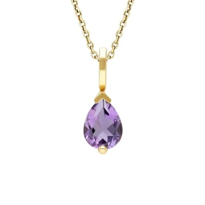 Image of Ivy Gems Women&#039;s 9ct Yellow Gold Amethyst Tear Drop Pendant on 46cm Chain