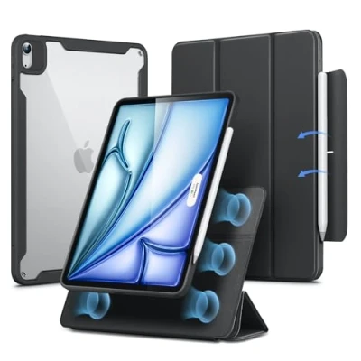 Image of ESR Hybrid Case for iPad Air 11 Inch 2024 M2, 6th Generation/Air 5th Generation 2022/Air 4th 2020, Detachable Magnetic Cover, Portrait &amp; Landscape Stand, Rebound 360 Series, Black