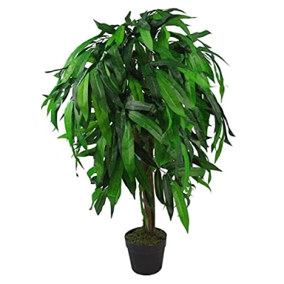 Image of Leaf Design UK Artificial Realistic Mango Plant / Tree, Green, 100cm