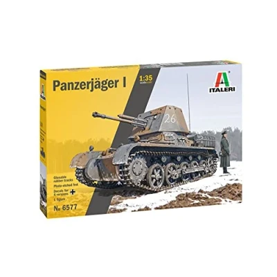 Image of Italeri 6577S 1:35 Ger Hunter Building, Construction, Stand Model Making, Crafts, Hobbies, Gluing, Plastic, Detailed Tank kit, Military, Multicoloured