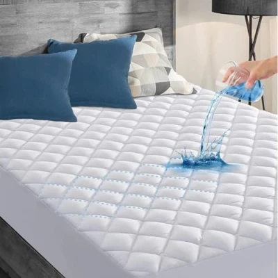 Image of Quilted Waterproof mattress protector Super King Bed Absorbent Soft &amp; Breathable sheet fitted style (180X200CM)