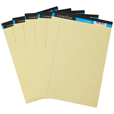 Image of Cambridge Lined Paper A4 Refill Pad, 100 Page, Legal Yellow, Pack of 5, 400115984