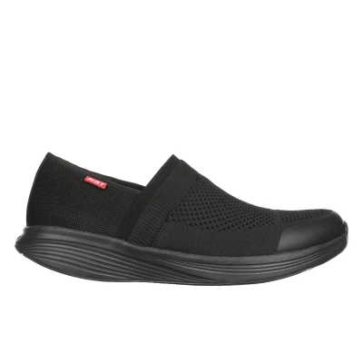 Image of MBT NIWASI Slip On Men&#039;s Athletic Shoes. Anatomical and Comfortable Walking Sneakers. Physiological Footwear for Comfort Stability with Curved Sole. Modern Color Black