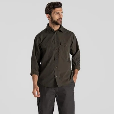Image of Craghoppers Men&#039;s Kiwi Long Sleeve Shirt, Woodland Green, S