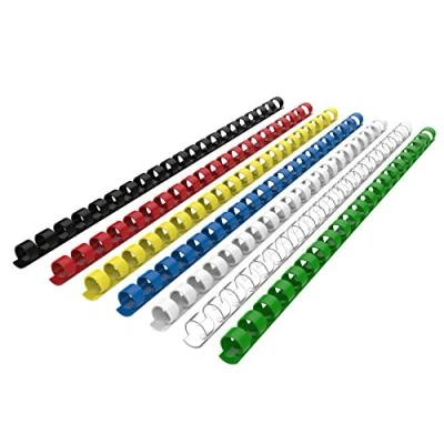 Image of RAYSON 21 Ring Plastic Comb Binding Spines, 90 Sheet Capacity, 12mm Colorful Binder A4 Size Paper, Box of 100