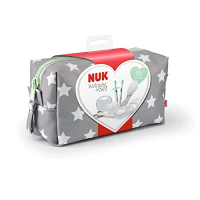 Image of NUK Baby Care Welcome Set including Dummy Set, Hairbrush, Nail Scissors, Teething and Toothbrush 7 Pieces