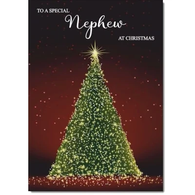 Image of doodlecards Nephew Christmas Card Green Tree Medium Size for with Plain Envelope