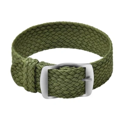 Image of ULLCHRO Nylon Watch Strap Replacement Perlon Braided Woven Band NATO Men Women 14mm, 16mm, 18mm, 20mm, 22mm Bracelet with Stainless Steel Silver Buckle (16mm, Army Green)