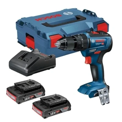 Image of Bosch Professional 18V System Cordless Combi Drill GSB 55 (2x2.0 Ah Battery, Charger 40, in L BOXX 136)
