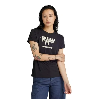Image of G STAR RAW Women&#039;s Calligraphy Graphic Top, black (dk D24498 D511 6484), S
