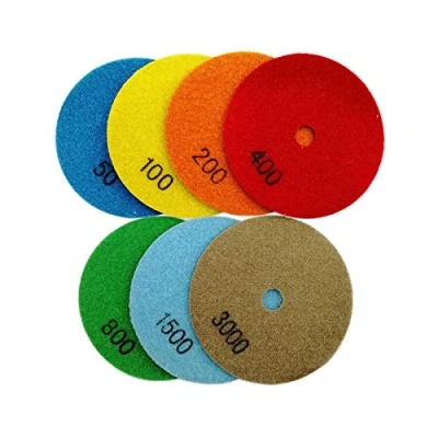 Image of SHDIATOOL Dry Diamond Polishing Pads 7PCS Set Mixed Grits for Granite Marble Stone Ceramic Dia 4 Inch 100mm
