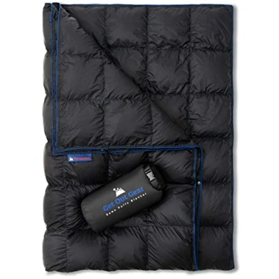 Image of Get Out Gear Down Camping Blanket Outdoor Lightweight Packable 650 Fill Power Compact Waterproof and Warm Backpacking Quilt for Hiking Travel Hammock