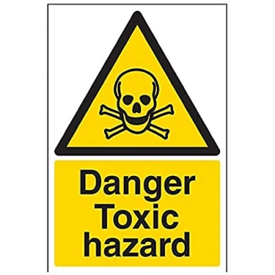 Image of V Safety 6A013AU R Danger Toxic Hazard Warning Sign Portrait 200mm x 300mm 1mm Rigid Plastic, Black/Yellow