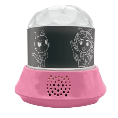 Image of Lexibook, Gabby&#039;s Dollhouse, Nightlight with Speaker, Projections of The Dollhouse TV Series, Kaleidoscopic Lights on Ceiling, Speaker Auxiliary Plug, Rechargeable, NLJ035GDH