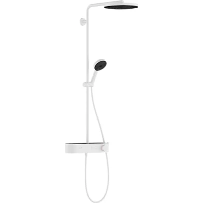 Image of Hansgrohe 24221700 Pulsify S Showerpipe 260 1jet EcoSmart with ShowerTablet Select 400, matt White, Head Shower: 1 Water Saving Spray